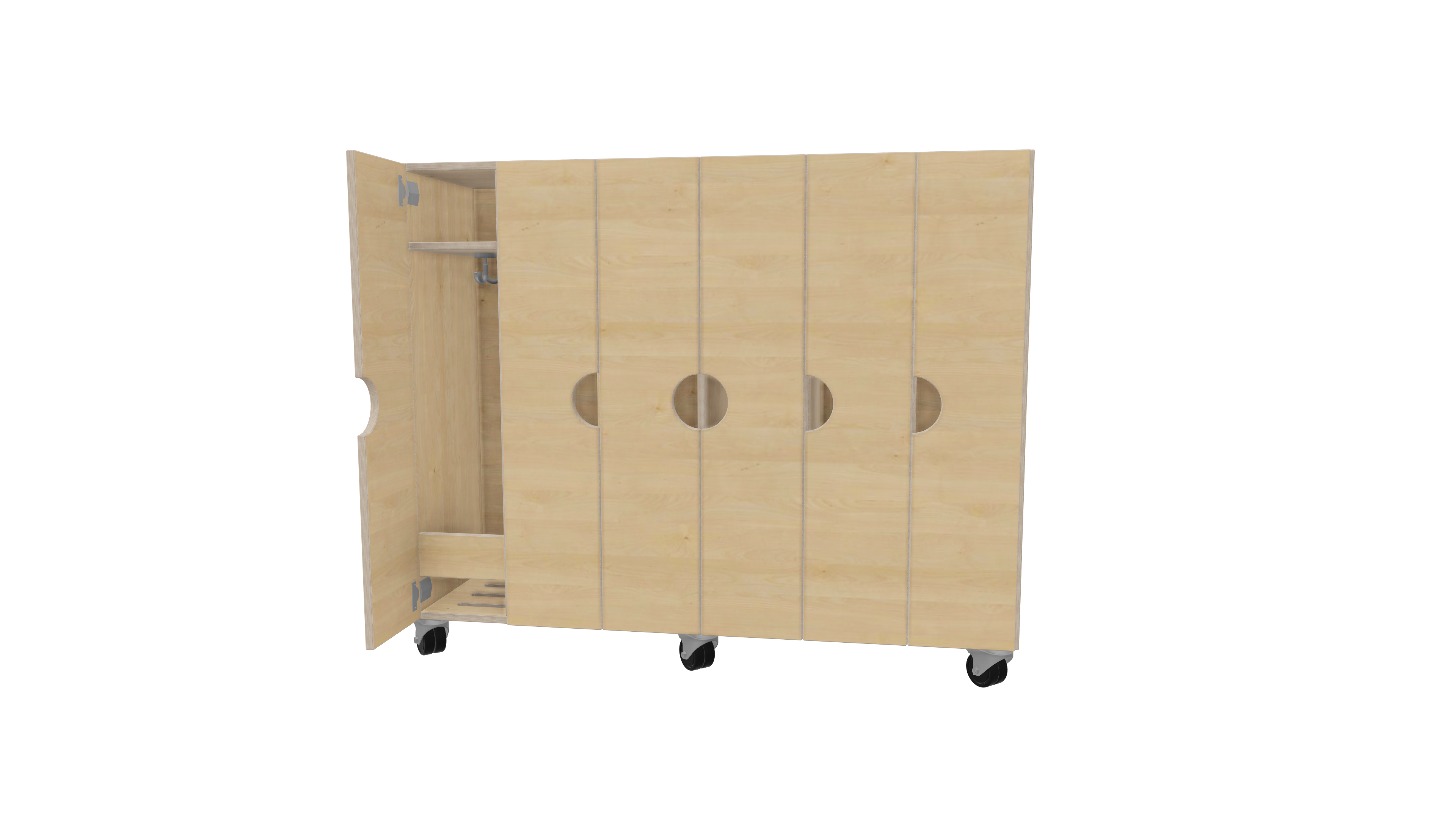 Verrijdbare garderobe met deuren 6-vaks | 20 cm Verrijdbare garderobe met deuren 6-vaks | 20 cm