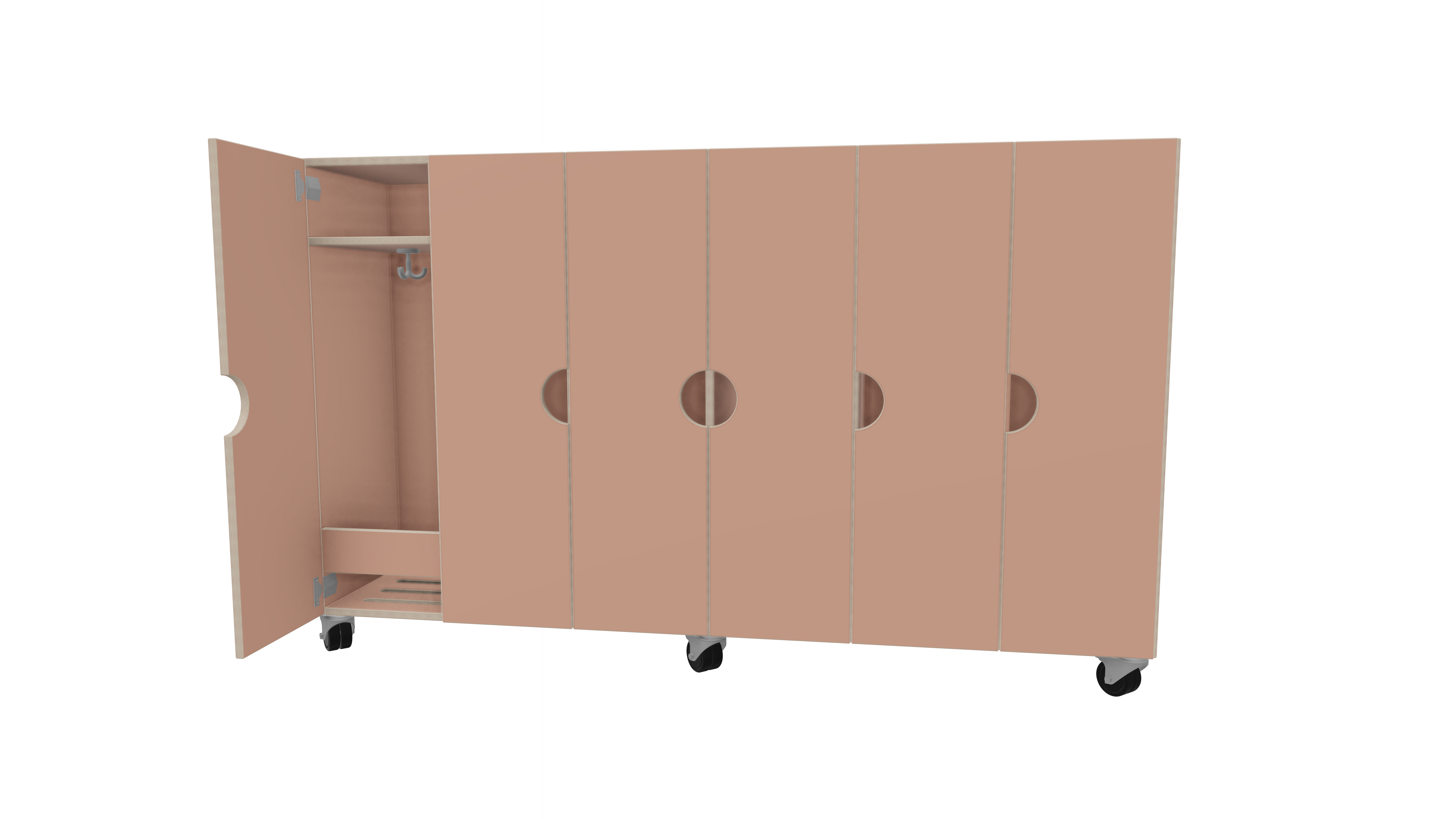 Verrijdbare garderobe met deuren 6-vaks | 28 cm Verrijdbare garderobe met deuren 6-vaks | 28 cm