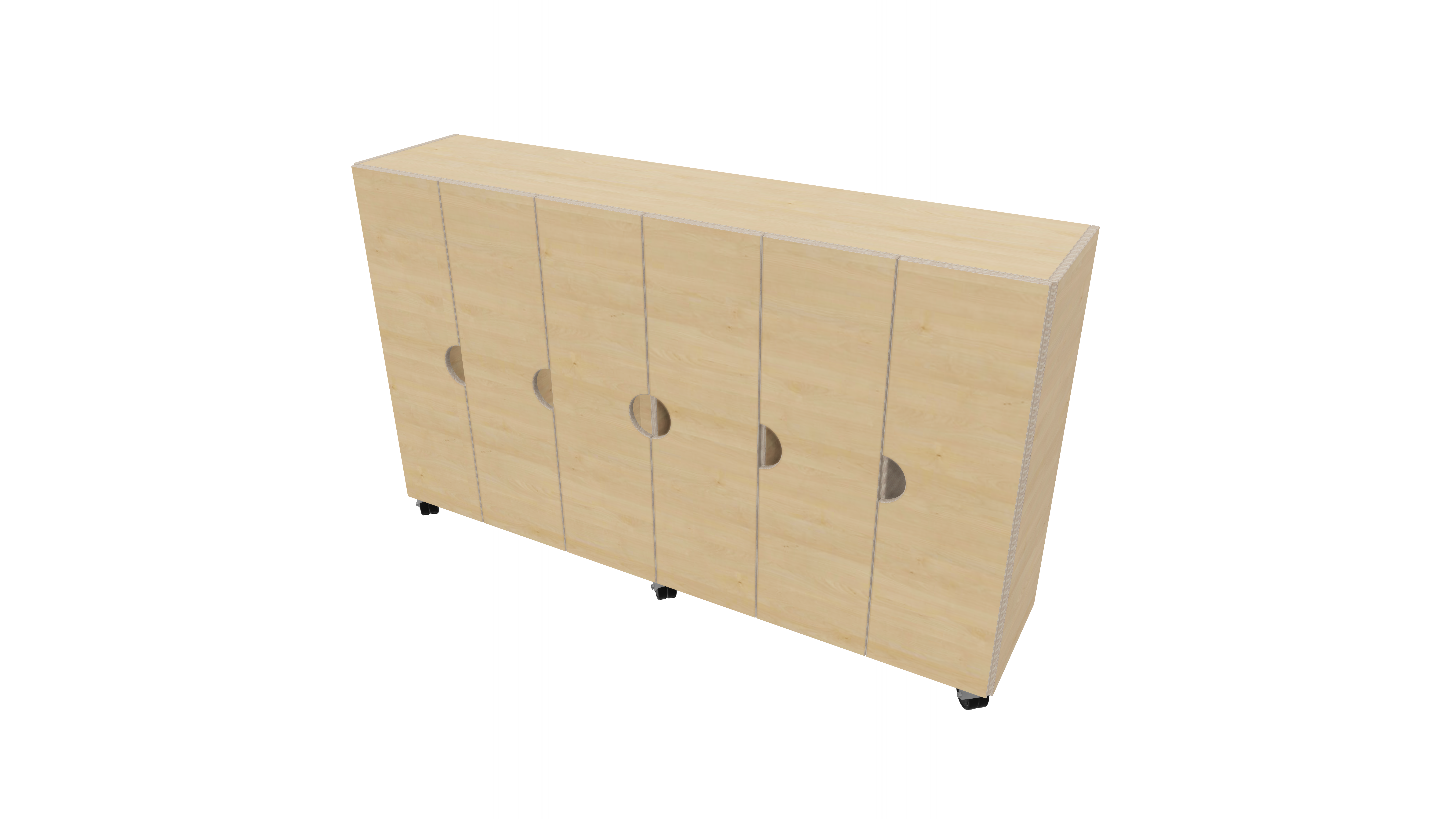 Verrijdbare garderobe met deuren 6-vaks | 28 cm Verrijdbare garderobe met deuren 6-vaks | 28 cm
