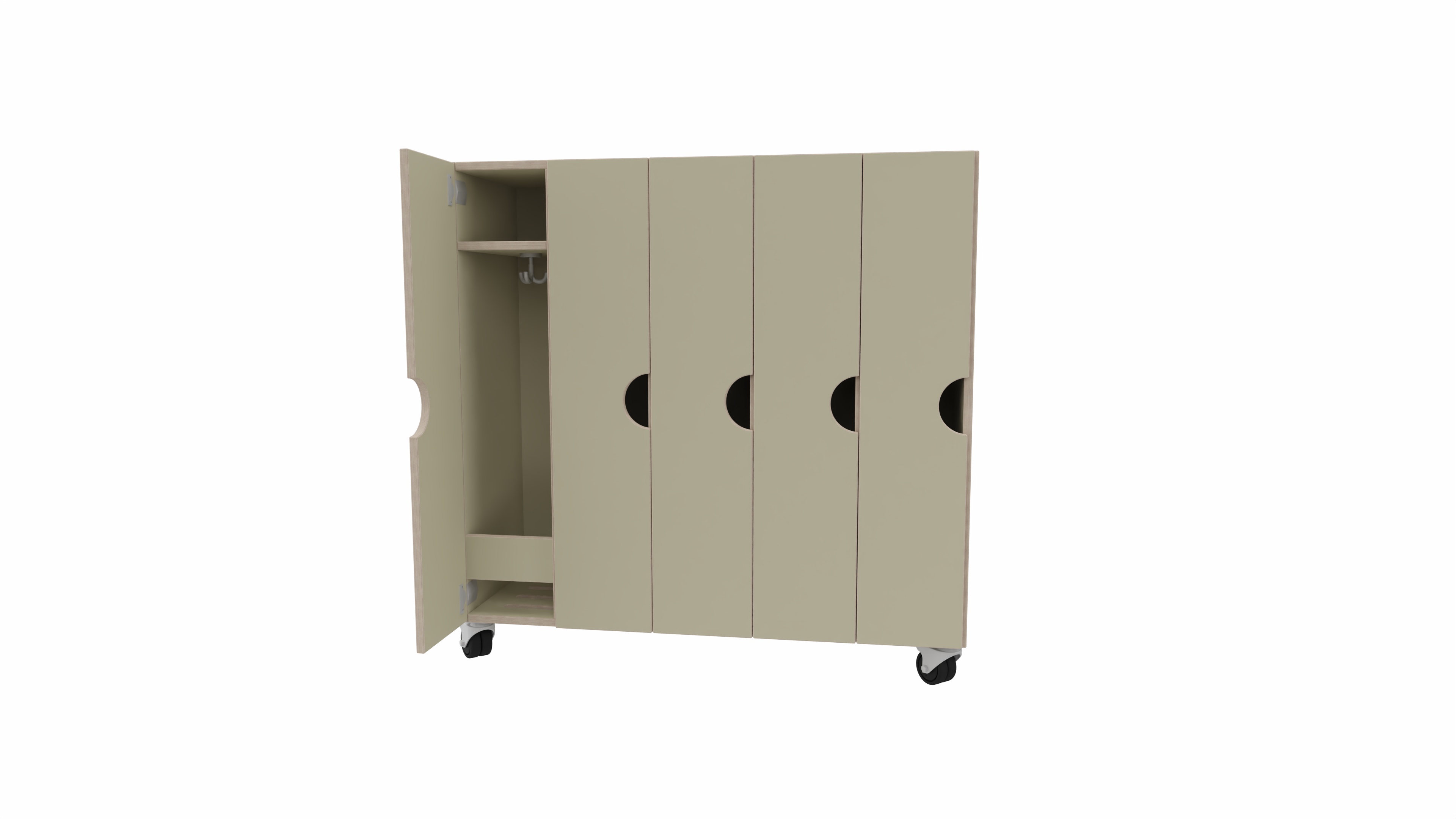 Verrijdbare garderobe met deuren 5-vaks | 20 cm Verrijdbare garderobe met deuren 5-vaks | 20 cm